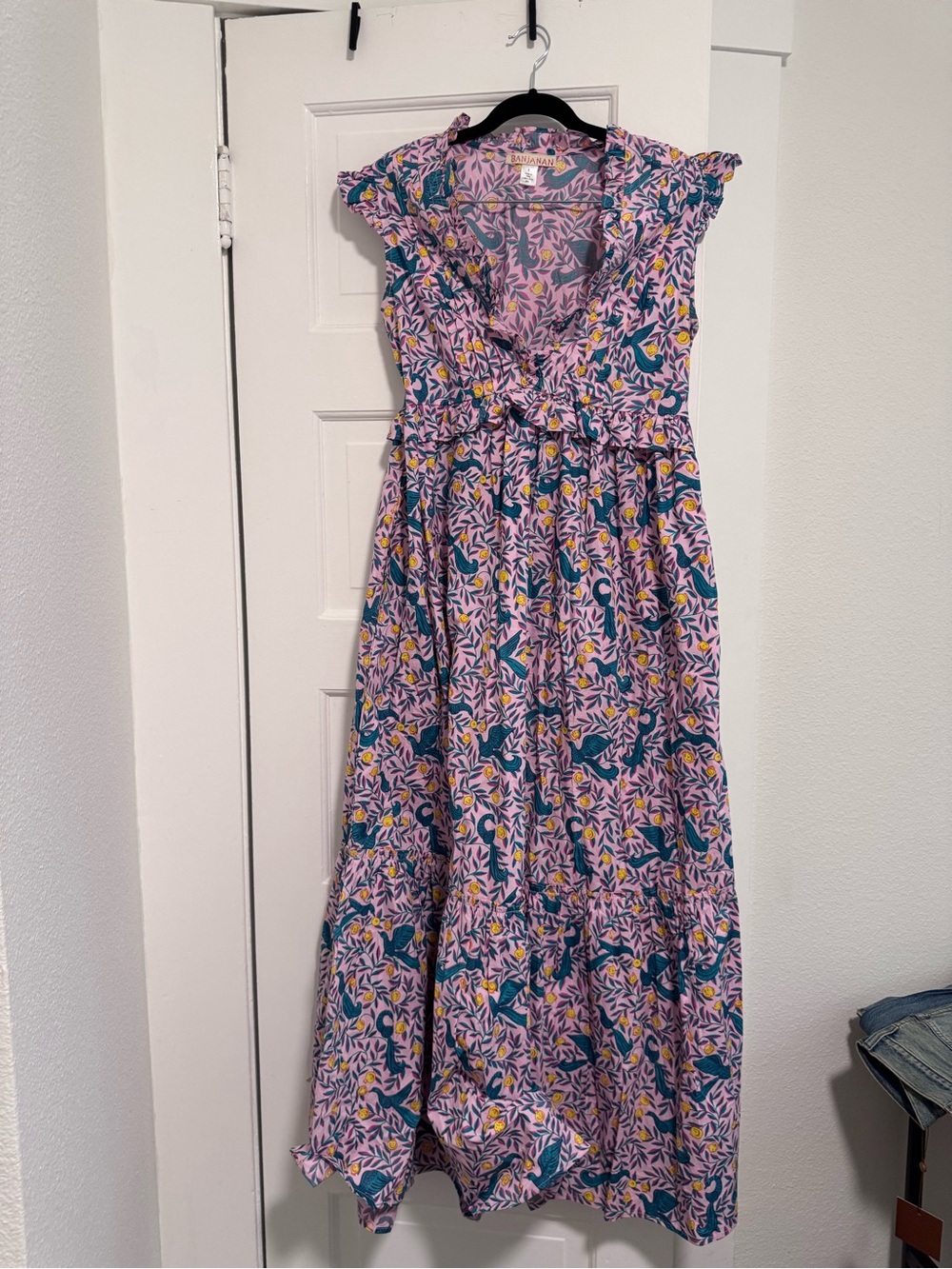 Banjanan Lavender Floral Maxi Dress with Teal Accents